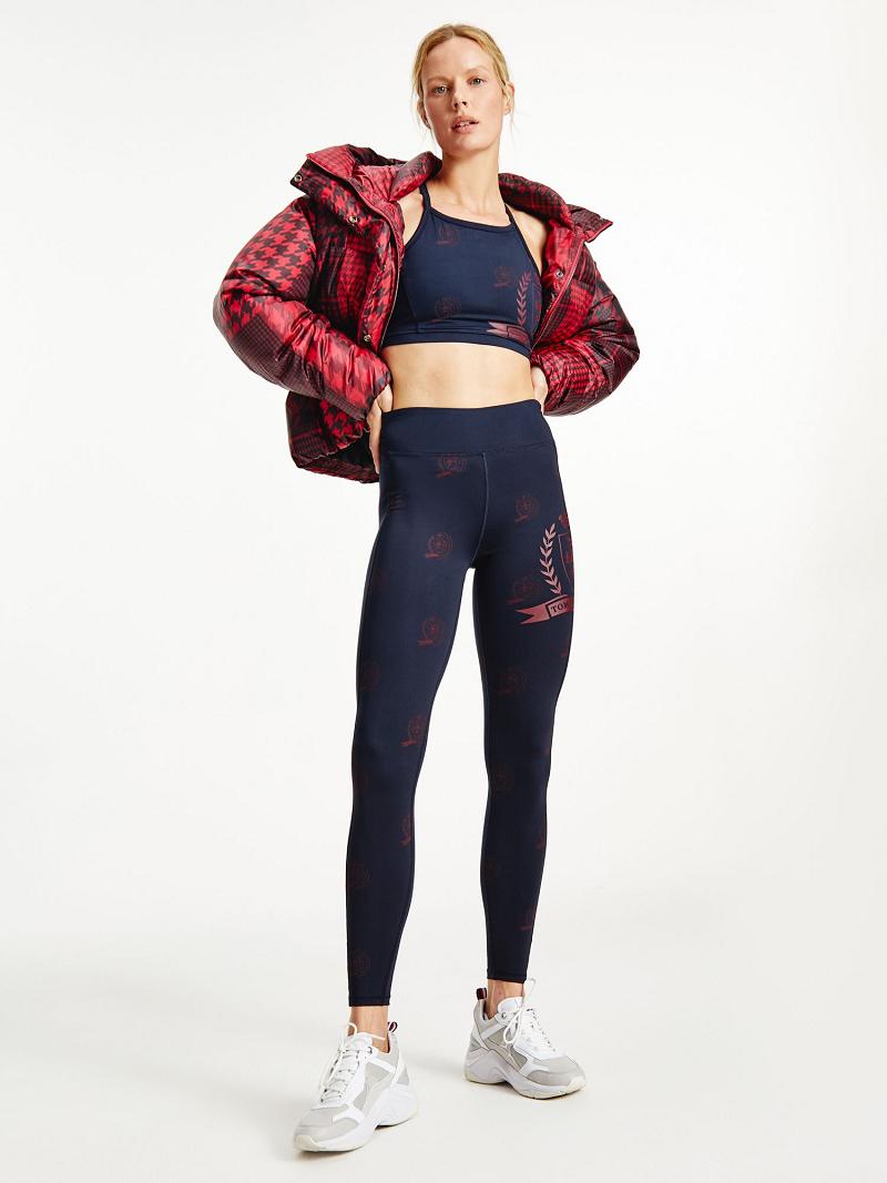 Női Tommy Hilfiger Icon Sueded Crests Legging Kék | HU 228LIS